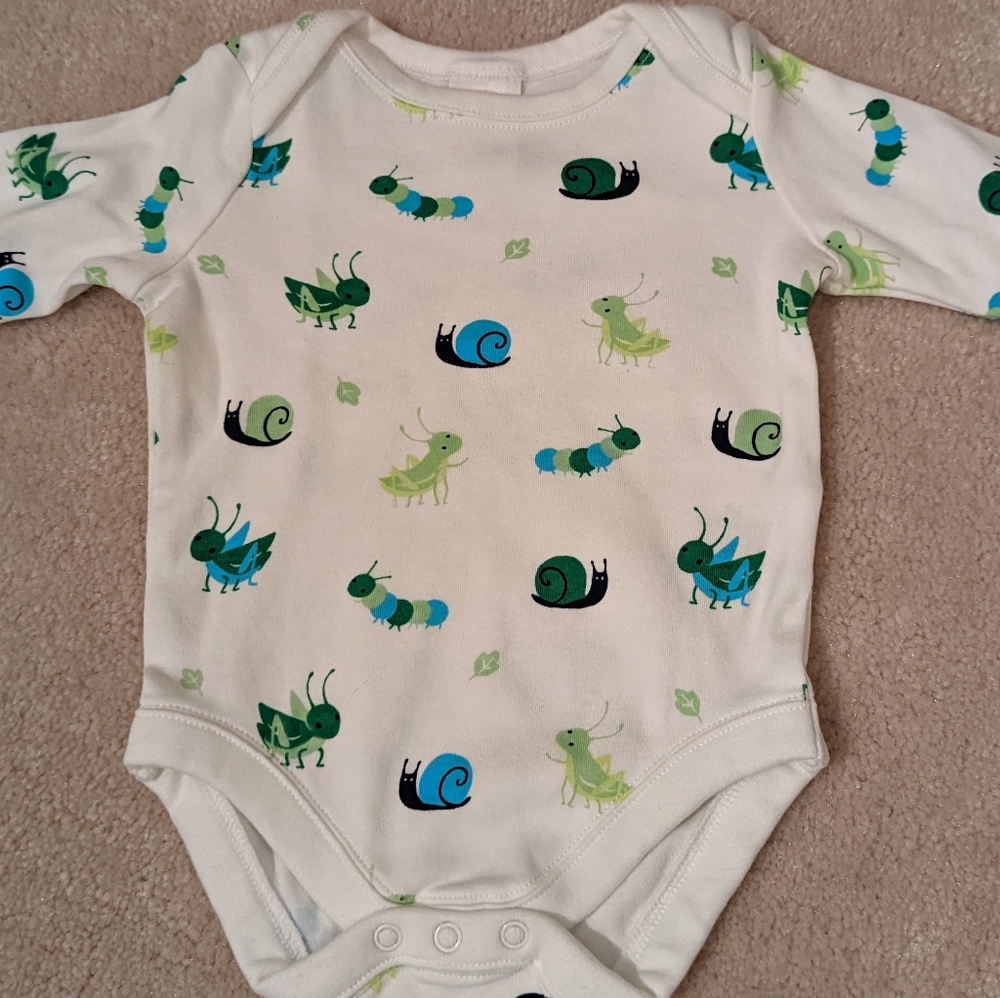 3/$15 Gymboree Bug Theme Long Sleeve Onesie Bodysuit Size 0-3 months Nev…